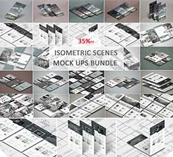 27个手机程序界面展示模型：Isometric Scenes Mock ups Bundle